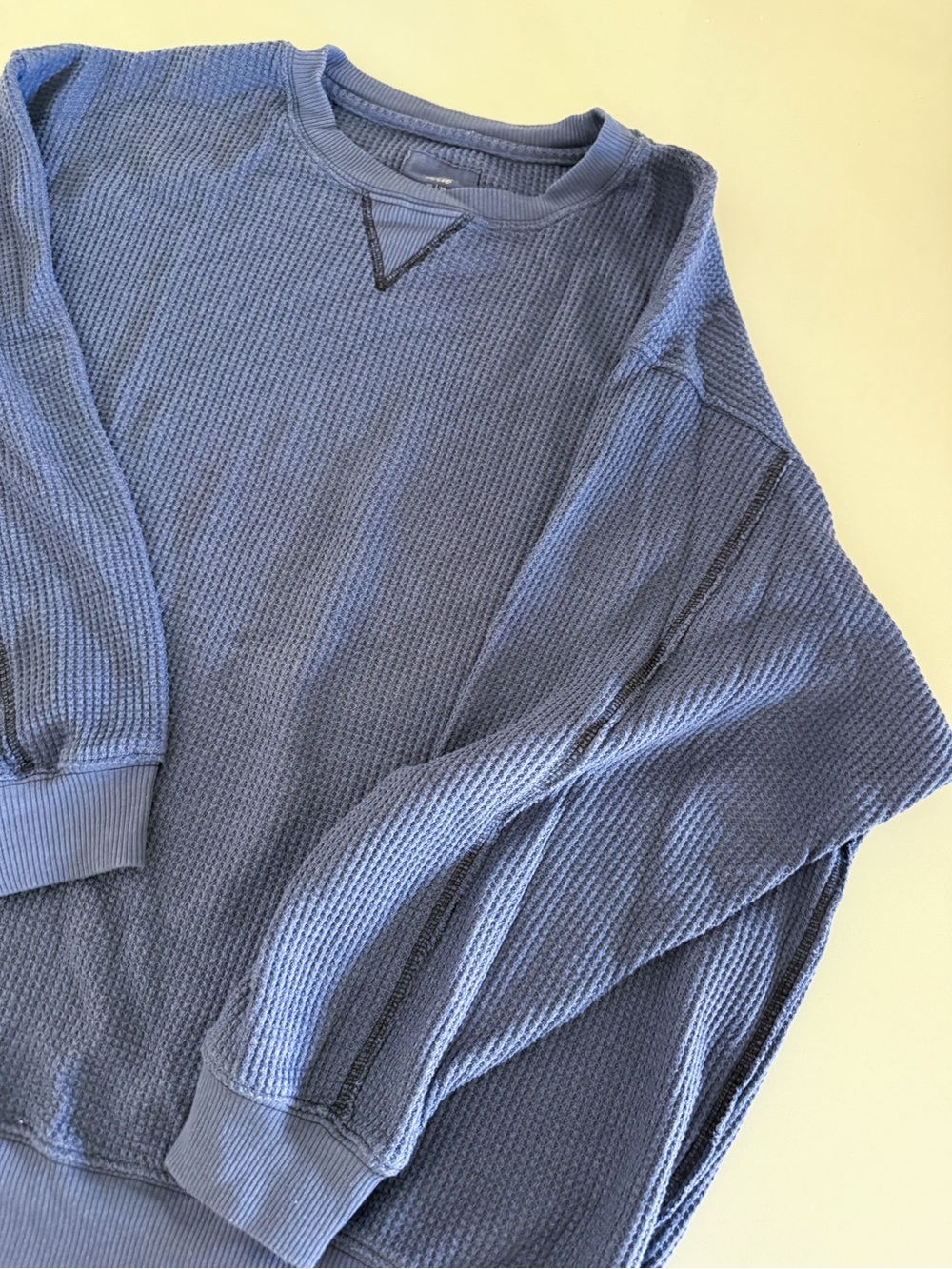 aerie Women's Waffle Crewneck Sweatshirt - Blue